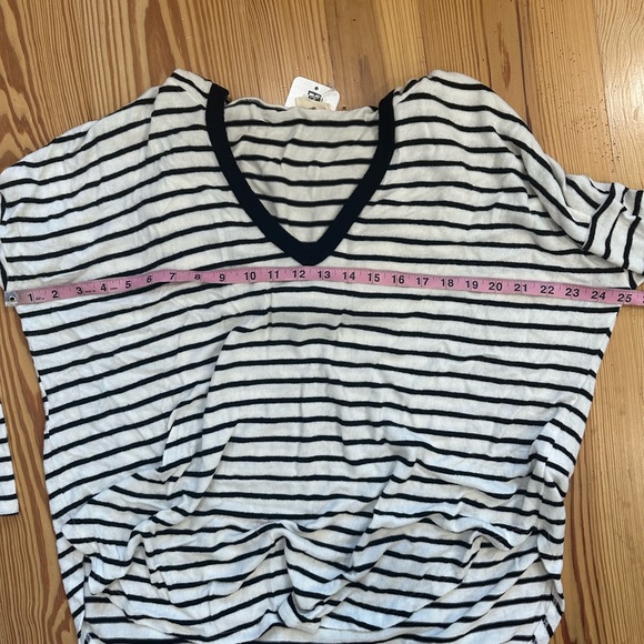 Anthropologie Maronie Black and White Striped Hooded High Low Top - Picture 3 of 4